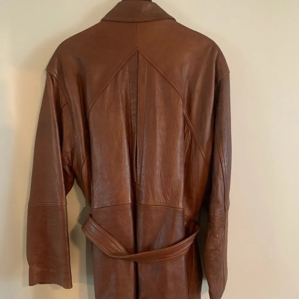 Mens Large Brown Soft leather coat - Picture 4 of 13